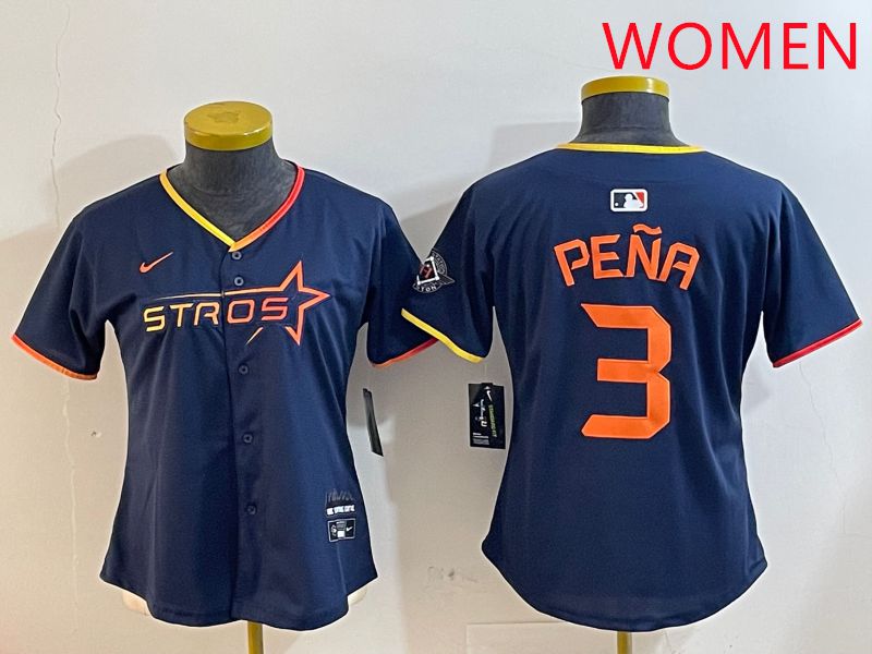 Women Houston Astros 3 Pena Drak Blue Three generations Joint Name 2025 Nike MLB Jersey style 410